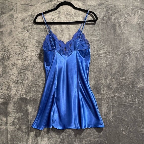 Partners Mervyns Blue Women's Size Medium Satin Sleepwear Set Camisole & Robe - Picture 8 of 16